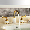 Contemporary Modern Widespread Widespread Ceramic Valve Two Handles Three Holes Ti-PVD,  Bathroom Sink Faucet