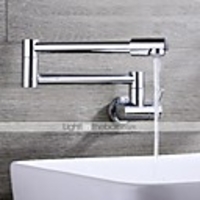 Contemporary Pot Filler Ceramic Valve Chrome Wall Mounted Kitchen faucet - Single Handle One Hole Chrome Pot Filler Wall Mounted Contemporary Kitchen Taps