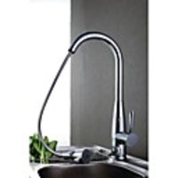 Contemporary Pull-out/­Pull-down Deck Mounted Pullout Spray with Ceramic Valve Single Handle One Hole for Chrome,  Kitchen faucet