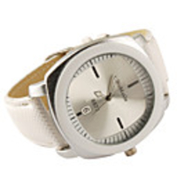Cool Fashion Decor Dials PU Leather Band Women Men Watch - White