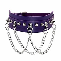 cool rivet spike studed pu leather choker necklace alloy chain for goth punk rocker