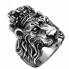 cool stainless steel band lion king ring vintage gothic lion head with crown biker rings animal totem silver for men miniinthebox
