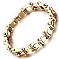 cool style mens heavy gothic 10mm wide bike polished 316l stainless steel motorcycle chain bracelet yellow