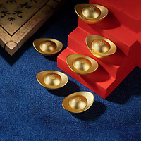 Copper Master All Copper Ornaments Real Gold Plated Solid Copper Ingots Home Accessories Gold Ingots Gift Ornaments Real Gold Gilded Solid Copper Ingots miniinthebox