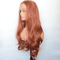 Copper Red Synthetic Lace Front Wig Wave Heat Resistant Fiber Natural Hairline Cosplay For Women miniinthebox