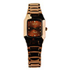 Copper Tone Stainless Steel Round Shape Diamond Quartz Wrist Watch For Women