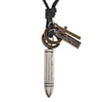 Coppery Bullet Many Parts Adjustable Leather Necklace