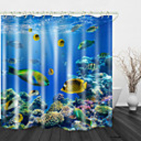 Coral Fish Digital Printing Shower Curtains Hooks Modern Polyester New Design