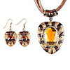 Corner Cut Oval Resin Metal Oil Drip Earring Nacklace Suit