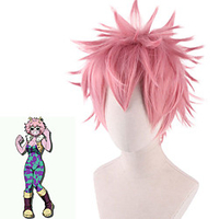 Cosplay Costume Wig Cosplay Wig Ashido Mina My Hero Academia / Boku No Hero Straight Asymmetrical Wig Pink Short Pink Synthetic Hair 14 inch Men