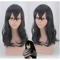 Cosplay Costume Wig Cosplay Wig Azawa Shouta My Hero Academy Battle For All / Boku no Hero Academia Wavy Silky Wavy With Bangs Wig Long Black Synthetic Hair 17 inch Men