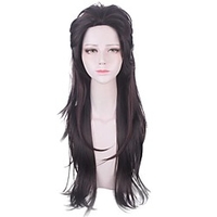 Cosplay Costume Wig Cosplay Wig Kamado Tanjiro Demon Slayer Natural Straight Middle Part Wig Long Dark Brown Synthetic Hair 26 inch Women