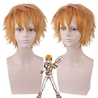 Cosplay Costume Wig Cosplay Wig Kou Minamoto Toilet-bound Hanako-kun kinky Straight Short Bob With Bangs Wig Very Long Yellow Synthetic Hair 14 inch Men