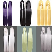 Cosplay Costume Wig Cosplay Wig Natural Straight With Bangs Wig Black / Blonde Long A1 A2 A4 A7 A8 Synthetic Hair 58 inch Women