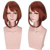 Cosplay Costume Wig Cosplay Wig Ochaco Uraraka My Hero Academia / Boku No Hero kinky Straight Bob Wig Short Brown Synthetic Hair 18 inch Women
