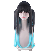 Cosplay Costume Wig Cosplay Wig Tokitou Muichirou Demon Slayer Natural Straight With Bangs Wig Long Black / Blue Synthetic Hair 30 inch Women