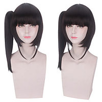 Cosplay Costume Wig Cosplay Wig Tsuyuri Kanawo Demon Slayer kinky Straight Neat Bang With Ponytail Wig Long Dark Brown Synthetic Hair 12 inch Women