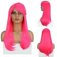 Cosplay Costume Wig Synthetic Wig Cosplay Wig Straight Natural Straight Side Part Wig PinkRed Synthetic Hair Women