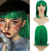 Cosplay Costume Wig Synthetic Wig Cosplay Wig Wavy Natural Straight Neat Bang Wig fluorescent green Synthetic Hair Women
