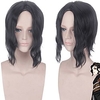 Cosplay Costume Wig Synthetic Wig Kibutsuji Muzan Demon Slayer Curly Middle Part Wig Medium Length Black Synthetic Hair 14 inch Men