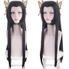 Cosplay Costume Wig Synthetic Wig Kochou Kanae Demon Slayer Natural Straight Middle Part Wig Long Black Synthetic Hair 30 inch Women