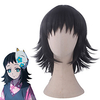 Cosplay Costume Wig Synthetic Wig Makomo Demon Slayer Silky Wavy With Bangs Wig Long Black Synthetic Hair 18 inch Men