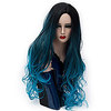 Cosplay Costume Wig Synthetic Wig Ombre Curly Cosplay Middle Part Wig Ombre Long Pink / Purple Blue Purple / Pink / Blue Black / Green Rainbow Synthetic Hair 28 inch Women