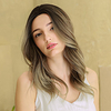 Cosplay Costume Wig Synthetic Wig Ombre Wavy Natural Wave Middle Part Side Part Wig Long Ombre Brown Synthetic Hair 22 inch Women