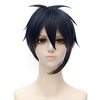 Cosplay Costume Wig Synthetic Wig Straight Layered Haircut Wig Short Black / Blue Synthetic Hair 12 inch Men
