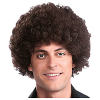 Cosplay Wig Afro Jerry Curl Asymmetrical Wig Short Brown Synthetic Hair Men