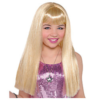 Cosplay Wig Child Long Blonde Straight With Bangs Wig Medium Length Blonde Synthetic Hair Women