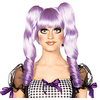 Cosplay Wig Dolly Natural Straight With 2 Ponytails Neat Bang Wig Medium Length Purple Synthetic Hair Women