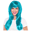 Cosplay Wig Glamorous Long Turquoise Straight Pixie Cut With Bangs Wig Long Mint Green Synthetic Hair Women