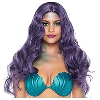 Cosplay Wig Long Curly Asymmetrical Wig Long Purple Synthetic Hair Women
