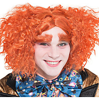 Cosplay Wig Mad Hatter Loose Curl Middle Part Wig Medium Length Orange Synthetic Hair Women