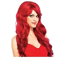 Cosplay Wig Wavy Long Red Curly Asymmetrical Wig Very Long Red Synthetic Hair Women