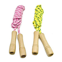 Cotton Jump Rope for Kids - Wooden Handle - Adjustable Cotton Braided Fitness Skipping Rope - Outdoor Fun Activity Great Party Favor Exercise Activity Pack of 2 miniinthebox