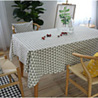 Cotton Linen Tablecloth Fabric Rectangular Geometry Pastoral Coffee Table Tablecloth Round Table Square Dining Table Cover