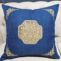 Cotton Retro Solid Colored Gold Line Embroidered Pillow Case Cover Living Room Bedroom Sofa Cushion Cover Modern Sample Room Cushion Cover