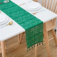 Country Retro Table Runner Palace Lace Handmade Crochet Hollow Polyester-cotton Tassel Lace Placemat Dining Table