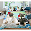 Couple Pug Dog 3-Piece Duvet Cover Set Hotel Bedding Sets Comforter Cover with Soft Lightweight Microfiber For Holiday Decoration(Include 1 Duvet Cover and 1or 2 Pillowcases)
