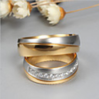 Couple Rings AAA Cubic Zirconia Two tone Gold Titanium Steel Titanium Steel Friendship Ladies Elegant Fashion 2pcs / Couple