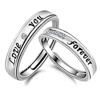 Couple Rings Classic Silver Copper Silver-Plated Letter Fashion 2pcs Adjustable / Couple