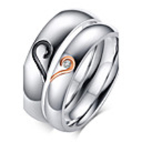 Couple Rings Cubic Zirconia Silver Zircon Titanium Steel Gold Plated Heart Love Friendship Ladies Birthstones everyday / Women
