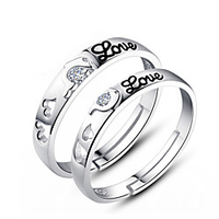Couple Rings Sterling Silver Ladies Fashion 2pcs / Couple