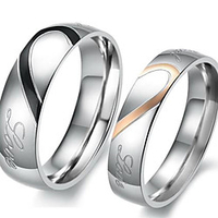 Couple Rings Two tone Silver I Love You Titanium Steel Heart Love Friendship Ladies Simple Bridal / Women
