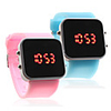 Couple Silicone Band Jelly Sport Style Square Mirror LED Wrist Watch - Light Blue Pink