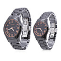 Couple Style Ceramic Analog Quartz Wrist Watch (Black)