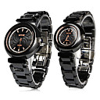 Couple Style Ceramic Analog Quartz Wrist Watch (Black)