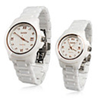 Couple Style Ceramic Analog Quartz Wrist Watch (White)
